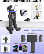 Vlogging Kit for iPhone/Android, YouTube Starter Kit with Wireless Microphone/Camera Tripod/Flexible Tripod/RGB Fill Light, Content Creator Essentials Kits for TikTok Vlog Video Recording