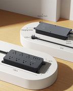 TROND Power Strip Surge Protector 10ft, ETL Listed, Flat Plug Extension Cord with 2 USB-A & 2 USB-C, Wall Mountable, 7 Widely-Spaced Outlets, 1700J, for Home Office Garage, Black