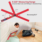 XUNTOP 0-225°/0.5° Digital Angle Finder 16” Aluminum Angle Measuring Tool with Horizontal&Vertical Bubbles Digital Protractor with LCD Display for Woodworking, Construction, Machinery