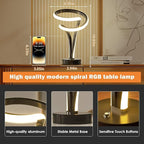 airnasa Spiral LED Table Lamp Set of 2-10 Color Modes, Touch Dimming, Modern Nightstand Lights for Bedroom & Living Room
