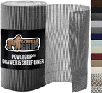 GORILLA GRIP powerGRIP Drawer Shelf and Cabinet Liner, Thick Strong Hold, Non-Adhesive Liners Protect Kitchen Cabinets and Cupboard, Bathroom Drawers, Easy Install, Breathable Mat, 17.5" x10', Gray