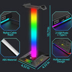 CybJoy Gaming Headphone Stand PC Accessories - RGB Headset Stand with 2 USB and 1 Type-C Ports, LED Headphone Stand Gift for Boys Men, Computer Game Accessories for Desk