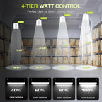 1 Pack 400W LED Linear High Bay Light 4FT, Adjustable 400W/320W/240W/100W with Motion Sensor, 60000LM, 120-277V, 0-10V, 5000K, Commercial Linear High Bay Led Shop Lights for Warehouse Workshops, UL