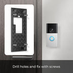 No-Drill Adhesive Mount for Ring Battery Doorbell 2024 | Damage-Free Strong 3-M Tape Holder | No Screws, Rental Friendly Wall Plate | Easy Install for Apartment (Ring doorbell 2024 Mount)