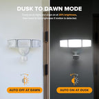 LUTEC 72W 7500LM LED Security Lights Motion Sensor Light Outdoor, 5000K Daylight, IP65 Waterproof, Dusk to Dawn, 3-Head Motion Detected Flood Light for Garage, Yard, Porch(White)