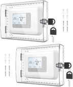 AUURIO 2 PCS Upgraded Thermostat Lock Box with Key, Large Space Thermostat Cover Seamless Anastomosis, Clear Decorative AC Lock Box Cover on Wall Fits Thermostats 4.8" H x 6" W or Smaller