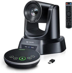 TONGVEO AI Auto-Tracking PTZ Conference Camera System with Bluetooth Microphones, 3X Optical Zoom USB3.0 1080P 60fps, 93° Wide-Angle All-in-One Video Conference Solution for Church & Office