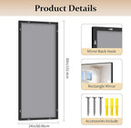 Black Bathroom Mirror for Wall, 24x60 Inch Rectangle Mirror with Metal Frame, Modern Vanity Mirrors for Bathroom Living Room, Entryway Hangs Horizontal or Vertical