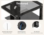 FITUEYES 4-Tier AV Media Cabinet Stand Component Cabinet, Gaming TV Stand and Stereo Rack Audio Tower with Height Adjustable Tempered Glass Shelves, AS406003GB