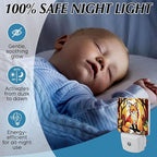PODMemory Fox Stained Glass Night Lights Plug into Wall for Room, Fox Night Light LED for Bedroom