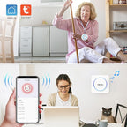 SINGCALL Tuya WiFi SOS Wireless Calling Caregiver Pager System Calling Alert System for Patients Seniors Elderly Disabled 1 Plugin Receiver 1 Smart Emergency Call Button (only Supports 2.4GHz Wi-Fi)