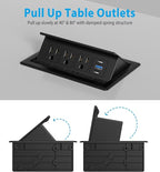 Recessed Conference Table Power Hub with 20W USB-C PD Fast Charging, Flush Mounted for Desks, Kitchens & RVs, 6FT Power Cord (Black)