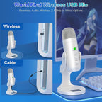 ZealSound Wireless Microphone,USB Mic for iPhone PC iPad Android Phone-Cordless Condenser Desktop Microphones with Mute Echo Monitor Volume Gain 2.4GHz for Podcast,ASMR,Gaming,YouTube Video/K66 White