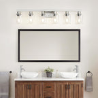 DIKAIDA Bathroom Vanity Light, 6-Light Nickel Modern Matte Wall Sconce Lighting with Clear Glass Shade, Wall Lights,Bath Vintage Wall Mounted Lamps for Mirror Bedroom Living Room