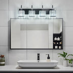 BBLLWJ Modern Bathroom Vanity Light 4-Light Black Crystal Light Fixtures Over Mirror for Bathroom Wall Sconce