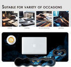 BFUKVOU Large Keyboard Mouse Pad Set, Extended Mouse Pad+Keyboard Wrist Rest Support, Memory Foam Ergonomic Easy Typing, 4Pcs (31.5×11.8 in) Desk Pad Set for Office Home,Black Cat with Glowing Eyes