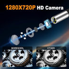 BORESOEIL 360° Articulating Borescope, 5.0FT 0.25in HD 1080P Flexible Snake Camera with Light, 5" IPS Screen for Plumbing & Machinery Inspection, Waterproof Endoscope