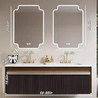 Bathroom Vanity with Double Sink - Bathroom Cabinet Vanity Including Grille Shaped Panel | Bathroom Vanity Double Sink, Soft Light LED Lights & Smart Defogging Mirror (Mirror, 76IN)