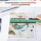 Marhynchus Portable Scanner Handheld Document Scanner with 300DPI 600DPI 900DPI Resolution Modes USB Connection for Business Home Office Use (Green)