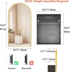 Gold Arched Bathroom Cabinet with Outlet,20 x 34 Inch Arched Medicine Cabinet with Mirror,Bathroom Mirrors for Over Sink with Storage,Surface Mounted Medicine Cabinet with Adjustable Shelf