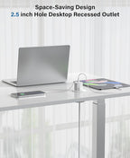 2.5 inch Power Grommet,20W USB-C Charging,1 Outlet with 2 USB C,1 USB Port,Furniture Flush Mount for Desktop,Recessed Power Strip,Workspace Essential Desk Outlet (White, 10 FT)