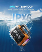 TPWIN Bluetooth Speaker - 80W Loud, Rugged Outdoor Speakers, IPX6 Waterproof, 20H Playtime, Deep Bass, Lightshow, TWS, BT 5.3 Wireless, Portable for Travel Hiking Camping Beach Pool - Orange
