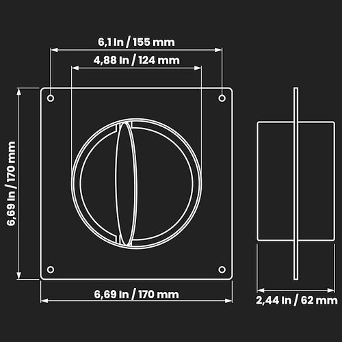 5" Inch Duct Connector Flange with Backdraft Damper - Plastic Straight Pipe Flange for Heating Cooling - Inlet Outlet Ventilation System - Ducting Coupling Wall Plate - Assembly Joint (125mm)