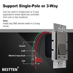 BESTTEN 10 Pack Matte Brown Dimmer Light Switch, Single Pole or 3-Way, Compatible with Dimmable LED, CFL, Incandescent and Halogen Bulb, 120VAC, UL Listed