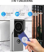 ANJIELO SMART Wired Video Intercom System, Video Doorbell Door Phone System,WiFi 1080P HD Monitor, Night Vision,Dual-Way Intercom for Villa House Office Apartment (1 Bell +2 Monitor)