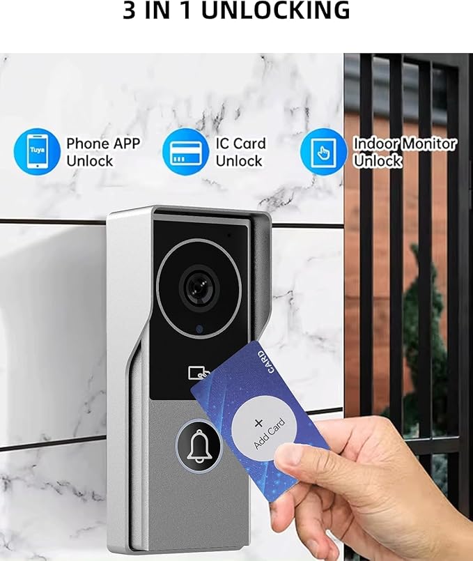 ANJIELO SMART Wired Video Intercom System, Video Doorbell Door Phone System,WiFi 1080P HD Monitor, Night Vision,Dual-Way Intercom for Villa House Office Apartment (1 Bell +1 Monitor)