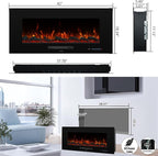42" Electric Fireplace Inserts, Recessed & Wall Mounted Fireplace Heater Colorful Flame &Fuel, Remote Control Setting Dimer, Thermostat &Timer, Plug in &Hard-Wire Option, 750W/1500W, Black