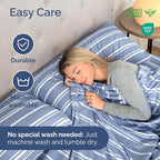 Full XL Bed Sheet Set - 4 Piece Extra Long Extended Full XL Sheets - Soft, Breathable & Cooling - Fits 8" to 16" Mattress with Deep Pockets - 54" x 80" - Wrinkle and Fade Resistant - Blue Stripes 3