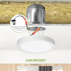 ASD LED 7" Round Flush Mount Ceiling Light Fixture, Low Profile Surface Lighting | 5CCT, Dimmable, Ultra-Thin, ETL Listed | 15W 1260LM 2700-6000K 120V | Kitchen, Bedroom, Hallway Lamp | White, 6 Pack