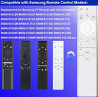 Replacement Voice Remote Control for All Samsung TVs, Universal Remote for All Samsung TV Curved Frame UHD QLED LED 4K 8K Smart TVs, 4 Shortcut Buttons, White
