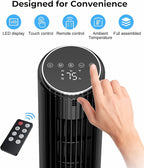 Abolee Tower Fan for Bedroom, 23ft/s Desk Fan with Remote, 70° Oscillating Desk Fan, 4 Speeds, 4 Modes,12Timer, 13'' Bladeless Portable Fan for Bedroom Office Home Black