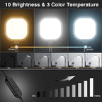 2 Packs Video Conference Lights for Zoom Meeting, LitONES Podcast Lighting Kit for Working from Home Office, Desktop Video Light with Stand and Phone Holder CRI 97.8