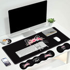 4 in 1 Ergonomic Keyboard Wrist Rest & Mouse Pad Wrist Rest Set, Large XXL Gaming Desk Mat 31.5"x 11.8" with Non-Slip Base, Memory Foam for Home Office Study Gaming, Cat Mom Floral
