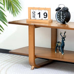 HollyHOME Bamboo TV Stand with Storage for TVs up to 65'', Modern Entertainment Center with 2 Open Shelf, Accent Media Console Table for Living Room, Bedroom, 55"(L), Walnut
