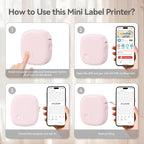 XenGro Mini Label Maker Machine with Tape AH-P05 - Portable Bluetooth Mini Label Printer, Wireless Thermal Label Maker, Waterproof & Rechargeable, Built-in Cutter, for Home, Office, Kitchen - Pink