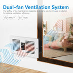 Apexicalo Room to Room Fan with Remote Control, 300CFM Through Wall Vent Fan with Temperature Control, 5-Speed Circulating Ventilation, for Kitchen, Laundry, Hardwired, RTR300-CV