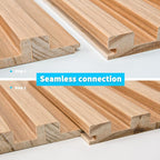 Art3d Slat Wood Wall Paneling for Interior and Ceiling Decoration - Pack of 4pcs + 1pc End-Trim, Size 108 x 5.7in.- Oak