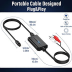 192kHz DAC Digital to Analog Audio Converter 7ft/2.1m Digital Audio Optical to RCA Cable SPDIF to RCA Converter with Built-in Audio Amplifier Chipset for HDTV, DVD, Blu-Ray Players
