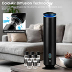 Waterless Scent Diffuser Starter Kit - 1500 Sq Ft Coverage, Scent Diffuser for Home, Hotel, Studio, Essential Oil Diffuser Large Room, 7 Mood Lights Setting, 5 Essential Oils Included, Black, 11.50In