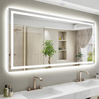 YEELAIT 68x38 Inch LED Bathroom Mirror with Lights Front and Backlit Lighted Vanity Mirror for Bathroom Wall with 3 Colors Dimmable Anti-Fog Memory Shatter-Proof IP54 Waterproof Horizontal/Vertical