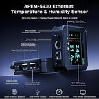 Ethernet Server Room Temperature Monitor, PoE Server Rack Temperature Humidity Sensor with Web Interface, SNMP Modbus MQTT Support, Dual Power, IP55, Data Logging, Alarm & Relay Output