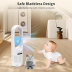Hiluce Tower Fan,Bladeless Fan for Bedroom,2-in-1 Oscillating Fan 20dB Quiet Cooling Standing Fan with Remote,Touch, LED Display 8 Speeds 9H Timer 32 inch White