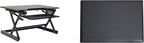 Rocelco 32" Height Adjustable Standing Desk Converter BUNDLE - Sit Stand Computer Workstation Riser with Anti Fatigue Mat - Dual Monitor Retractable Keyboard Tray Gas Spring - Black (R EADRB-MAFM)