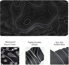 Topographic Mouse Pad Set, Extended Mouse Pad+Keyboard Wrist Rest, Memory Foam Ergonomic Easy Typing, 4Pcs (35.4×15.7 in) Desk Pad Set for Home Office Study Game-Topographic Contour