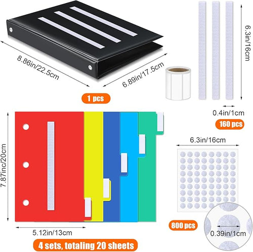 981 Pcs Communication Book Set, Small Tools for Visual Schedule Picture Cards Include 3 Ring Binder 20 Dividers 960 Hook Loop Strips Dots for Kids Autism ADHD Language Learning