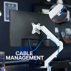 VIVO Heavy Duty Single Monitor Tension Arm for up to 27 inch Screens, Holds 14.3 lbs, Premium Desk Mount Stand, White, STAND-V101OW